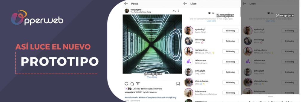 Nuevo Prototipo de instagram oculta like