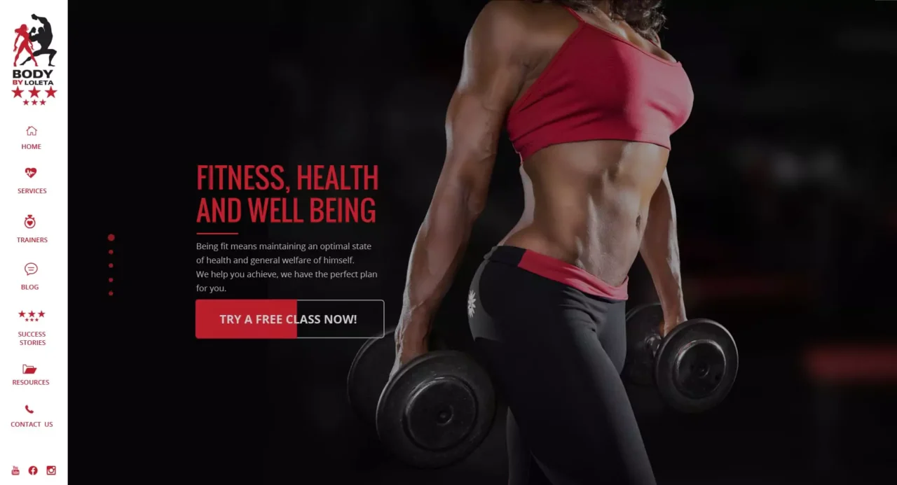 Body by loleta – Website para gimnasio, líder en competencias de body building.